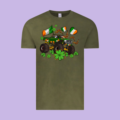 Monster Truck With Shamrocks Vintage Tee Designed By Adodesignshop
