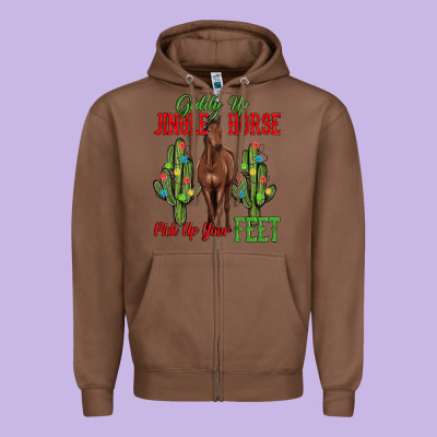 Giddy Up Jingle Horse Pick Up Your Feet Zipper Hoodie Designed By Maliassmallbusiness