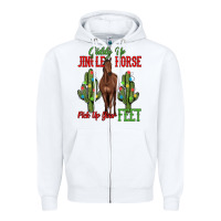White giddy up jingle horse pick up your feet Zipper Hoodie - MaliasSmallBusiness