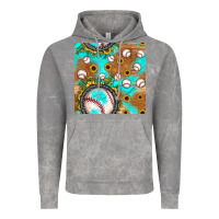 Cloud Rock baseball turquoise sunflower seamless pattern Vintage Hoodie - JahusDesignShop