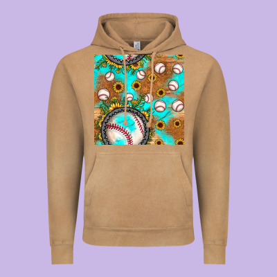Baseball Turquoise Sunflower Seamless Pattern Vintage Hoodie Designed By Jahusdesignshop