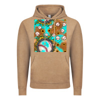 Vintage Coffee baseball turquoise sunflower seamless pattern Vintage Hoodie - JahusDesignShop