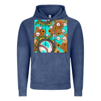 Vintage Denim baseball turquoise sunflower seamless pattern Vintage Hoodie - JahusDesignShop
