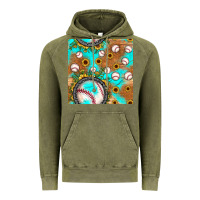 Vintage Olive baseball turquoise sunflower seamless pattern Vintage Hoodie - JahusDesignShop