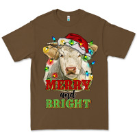 Cacao merry and bright charolais cattle cow with christm Premium Tee - RanaPortraitStore