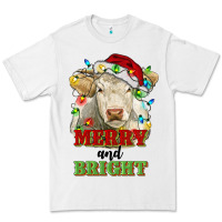 White merry and bright charolais cattle cow with christm Premium Tee - RanaPortraitStore