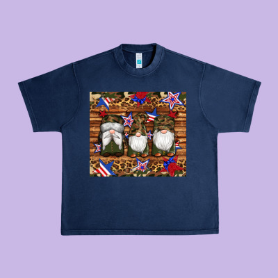Camouflage Gnomes American Flag Star Leopard Urban Heavy Tee Designed By Artiststas