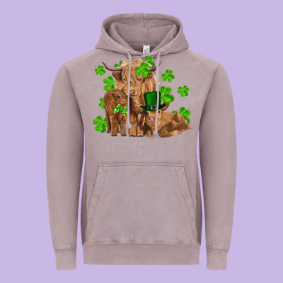 St Patrick's Day Cow Family Vintage Hoodie Designed By Ranaportraitstore