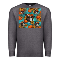 Charcoal Heather autumn pumpkins holstein cow Premium Sweatshirt - Jasminsmagicworld