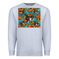 Heather Grey autumn pumpkins holstein cow Premium Sweatshirt - Jasminsmagicworld