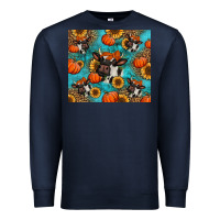 Navy autumn pumpkins holstein cow Premium Sweatshirt - Jasminsmagicworld