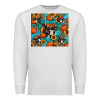 Oatmeal Heather autumn pumpkins holstein cow Premium Sweatshirt - Jasminsmagicworld