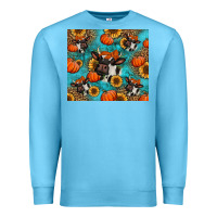 Ocean Blue autumn pumpkins holstein cow Premium Sweatshirt - Jasminsmagicworld