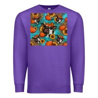 Purple autumn pumpkins holstein cow Premium Sweatshirt - Jasminsmagicworld