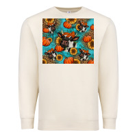Sandshell autumn pumpkins holstein cow Premium Sweatshirt - Jasminsmagicworld