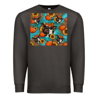 Smoke autumn pumpkins holstein cow Premium Sweatshirt - Jasminsmagicworld