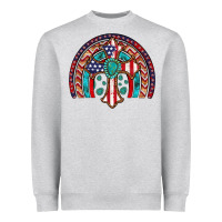 Heather Grey gemstone cross american flag turquoise rainbow Heavyweight Sweatshirt - Artiststas
