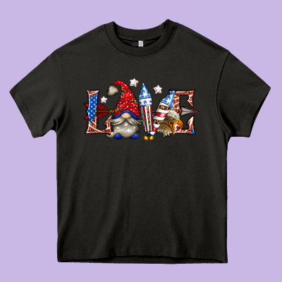 Love 4th July With Gnome Billie Wilder Heavy Core Tee Designed By Texasbilliewilder