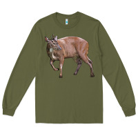 Army Green Red Brocket Buck Deer Long Sleeve Tee - LillyAllenDesigns