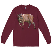 Burgundy Red Brocket Buck Deer Long Sleeve Tee - LillyAllenDesigns