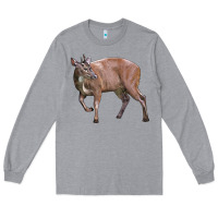Heather Grey Red Brocket Buck Deer Long Sleeve Tee - LillyAllenDesigns