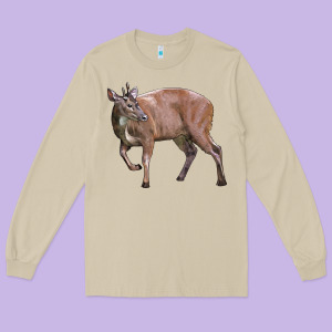 Red Brocket Buck Deer Long Sleeve Tee Designed By Lillyallendesigns