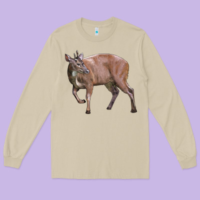 Red Brocket Buck Deer Long Sleeve Tee Designed By Lillyallendesigns