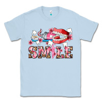 Dusty Blue smile with teeth and brush Classic Tee - AdoDesignShop
