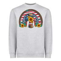 Heather Grey cross american flag cowhide  leopard gemstone rainbow Heavyweight Sweatshirt - Artiststas