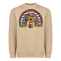 Cross American Flag Cowhide  Leopard Gemstone Rainbow Heavyweight Sweatshirt | Teevron