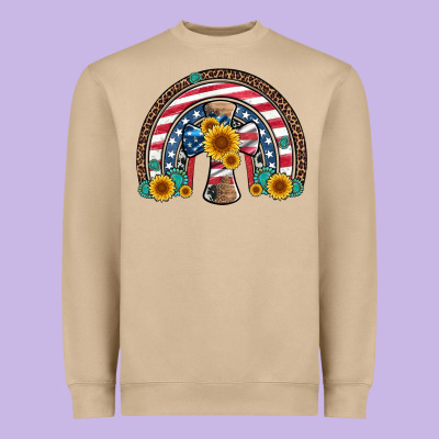 Cross American Flag Cowhide  Leopard Gemstone Rainbow Heavyweight Sweatshirt Designed By Artiststas