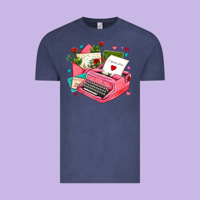 Pink Typewriter And Letters Vintage Tee Designed By Adodesignshop