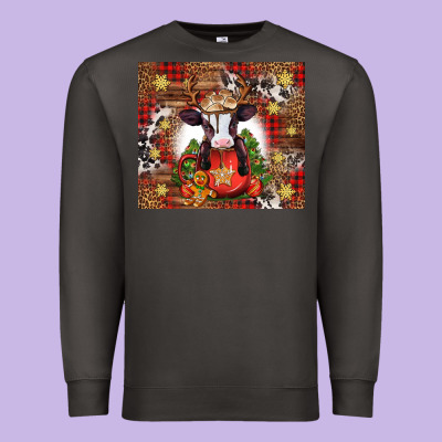 Christmas Baby Cow Hot Cocoa Premium Sweatshirt Designed By Jasminsmagicworld