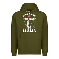 Army Green Llama Just A Girl Who Loves Llamas Premium Hoodie - Bettercallsaul