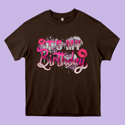 Pink Its My Birthday Heavy Core Tee Designed By Zillion Design Studio