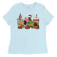 Baby Blue Christmas coffee cups with Pitbull Ladies Tee - RanaPortraitStore