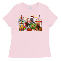 Bubblegum Pink Christmas coffee cups with Pitbull Ladies Tee - RanaPortraitStore