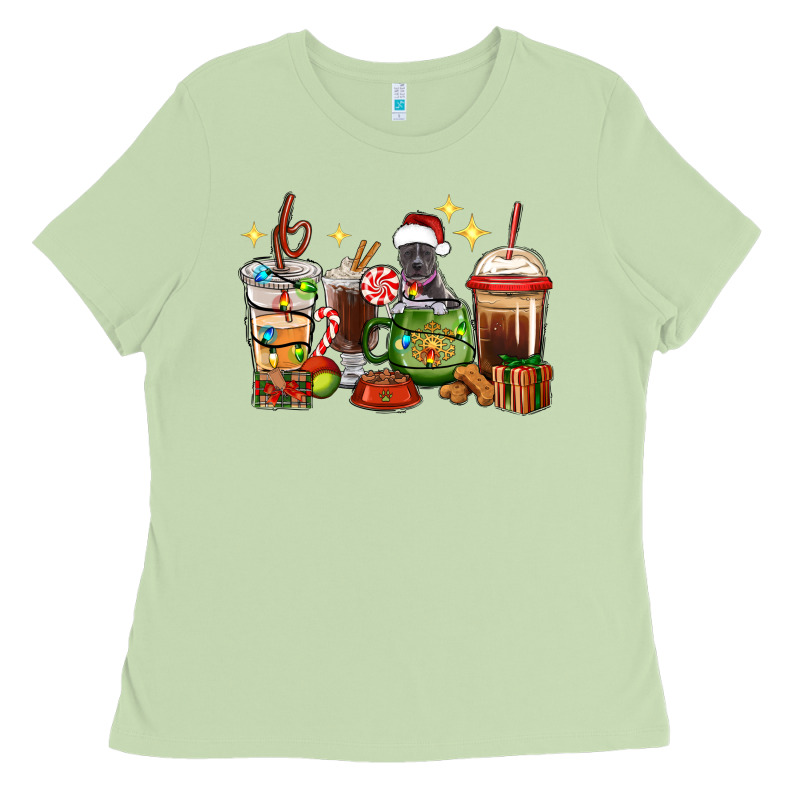 Christmas Coffee Cups With Pitbull Ladies Tee by RanaPortraitStore | Teevron