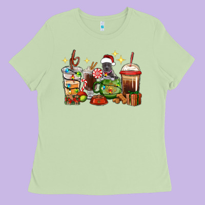 Ladies Tee Christmas coffee cups with Pitbull