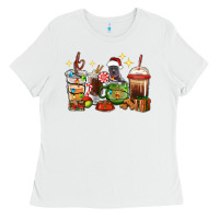 White Christmas coffee cups with Pitbull Ladies Tee - RanaPortraitStore