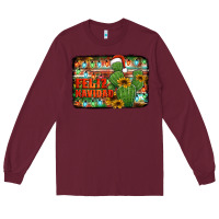 Burgundy feliz navidad merry christmas cactus Long Sleeve Tee - Jasminsmagicworld