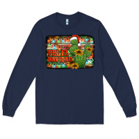 Navy feliz navidad merry christmas cactus Long Sleeve Tee - Jasminsmagicworld