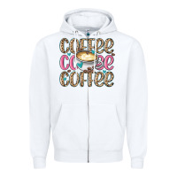 White coffee coffee coffee Zipper Hoodie - MaliasSmallBusiness