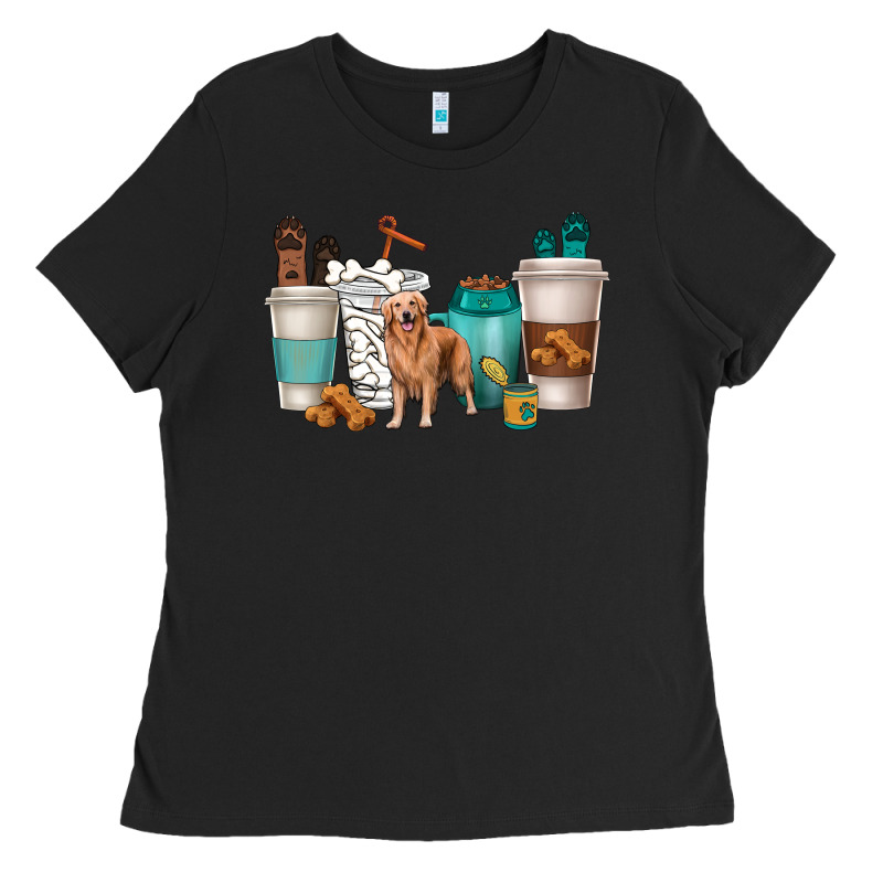 Golden Retriever Dog Coffee Cups Ladies Tee by texasbilliewilder | Teevron