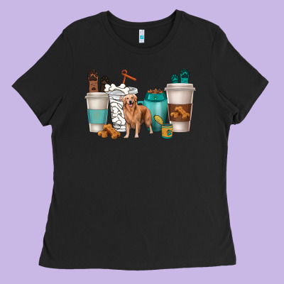 Ladies Tee golden retriever dog coffee cups