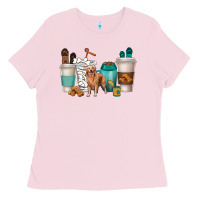 Bubblegum Pink golden retriever dog coffee cups Ladies Tee - texasbilliewilder