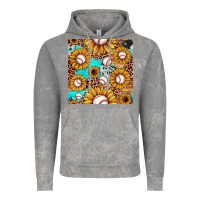 Cloud Rock baseball leopard turquoise sunflower seamless pattern Vintage Hoodie - JahusDesignShop