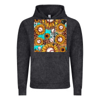 Vintage Black baseball leopard turquoise sunflower seamless pattern Vintage Hoodie - JahusDesignShop