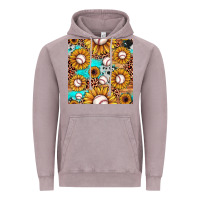 Baseball Leopard Turquoise Sunflower Seamless Pattern Vintage Hoodie | Teevron
