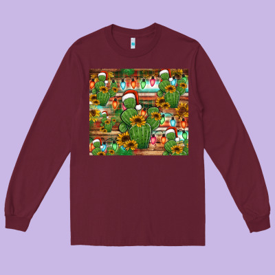 Feliz Navidad Merry Christmas Cactus Tumbler Long Sleeve Tee Designed By Jasminsmagicworld